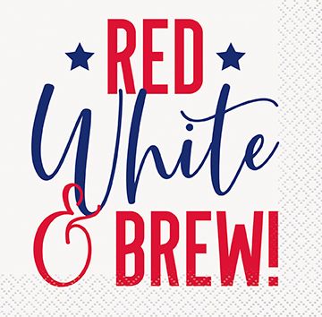 Peppy Patriotic - "Red White &amp; Brew" Beverage Napkins  16ct