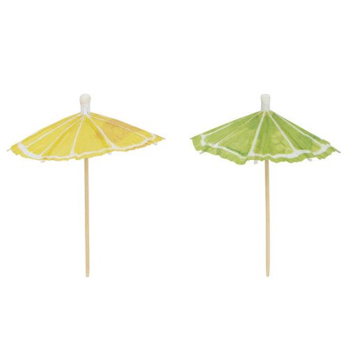 Citrus Fruit Lemon &amp; Lime Slice Paper Drink Umbrellas 50ct