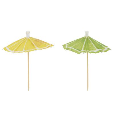 Citrus Fruit Lemon &amp; Lime Slice Paper Drink Umbrellas 50ct