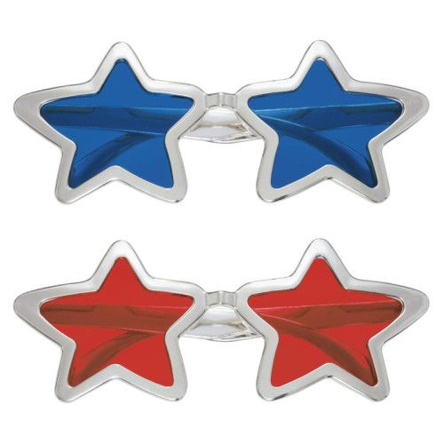 Patriotic - Silver Foil Star Novelty Glasses 2 Ct