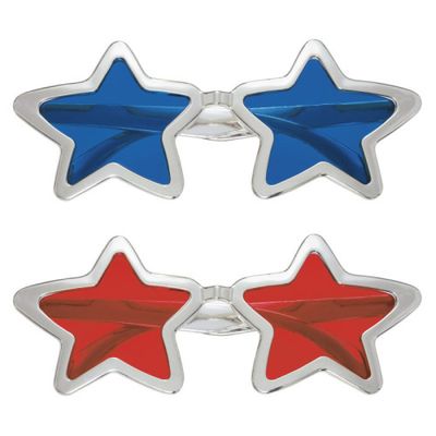 Patriotic - Silver Foil Star Novelty Glasses 2 Ct