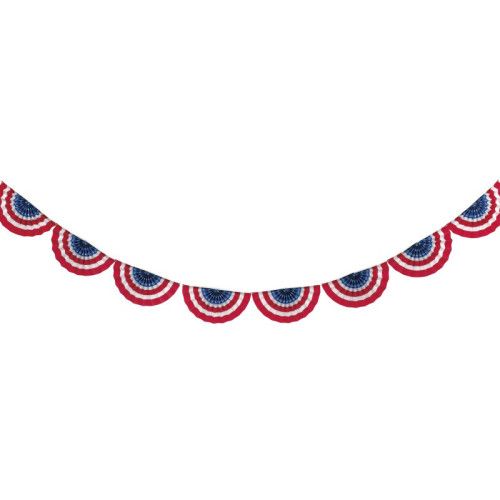 Patriotic Scalloped Paper Fan Garland  8 ft
