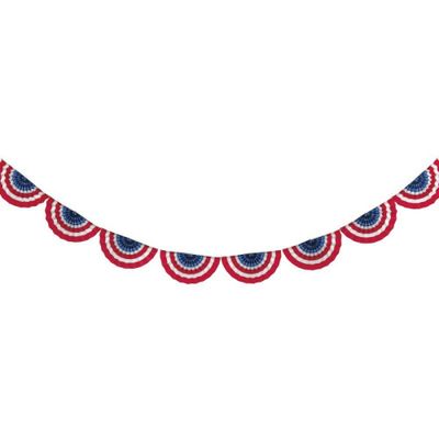 Patriotic Scalloped Paper Fan Garland  8 ft