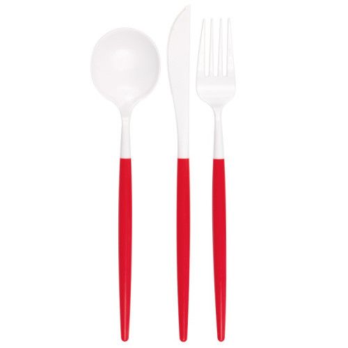 Cutlery Assortment - Red/White 12 Ct