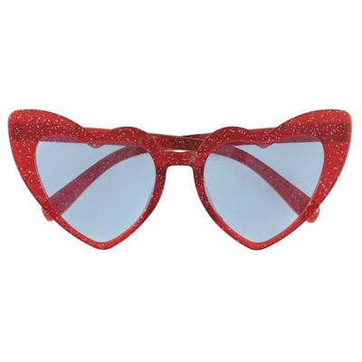 Red and Blue Glitter Heart-Shaped Novelty Glasses
