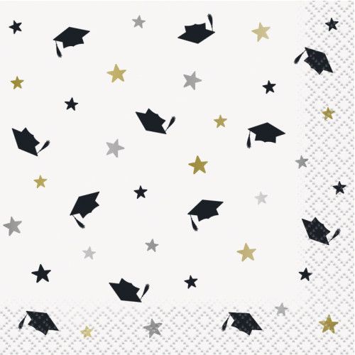 Stars &amp; Caps Graduation - Beverage Napkins 16 Ct