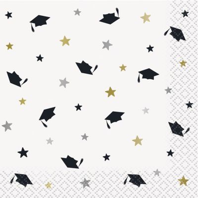 Stars &amp; Caps Graduation - Beverage Napkins 16 Ct