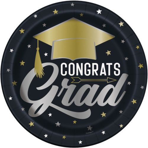 Stars &amp; Caps Graduation - 9" Dinner Plates 8 Ct