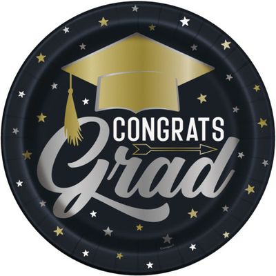 Stars &amp; Caps Graduation - 9" Dinner Plates 8 Ct