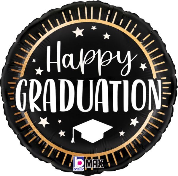 Happy Graduation Seal - 18" Helium Filled Foil Balloon, Ribbon
