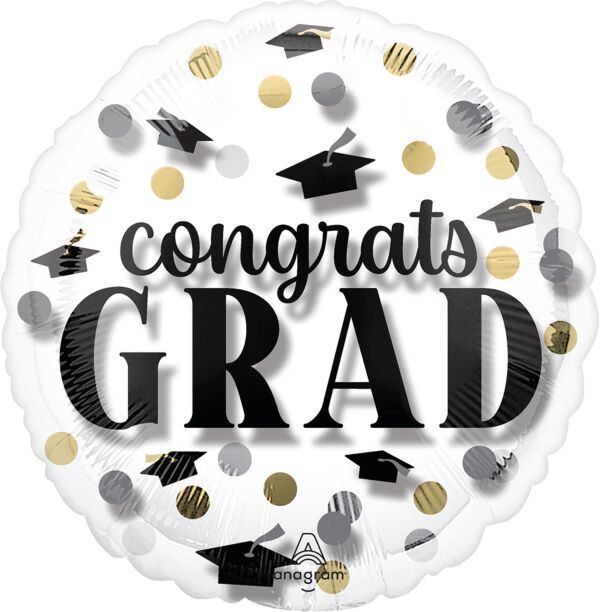 Timeless Grad Panoramic - 21" Helium Filled Foil Balloon, Ribbon