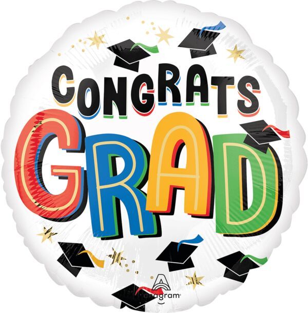Bright Future Congrats Grad - 17" Helium Filled Foil Balloon, Ribbon