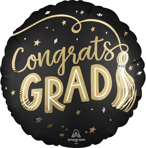 Tassels Congrats Grad - 18" Helium Filled Foil Balloon, Ribbon