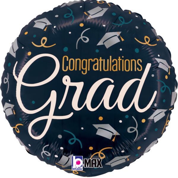 Congratulations Grad Celebration - 18" Helium Filled Foil Balloon, Ribbon