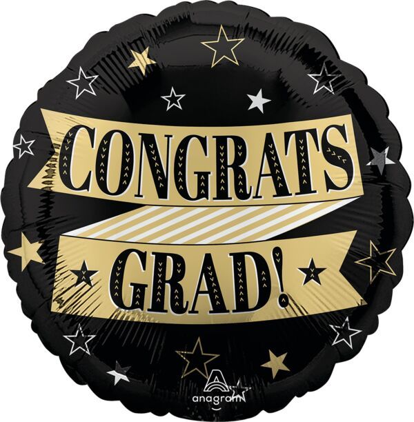 Congrats to the Grad - 17" Helium Filled Foil Balloon, Ribbon
