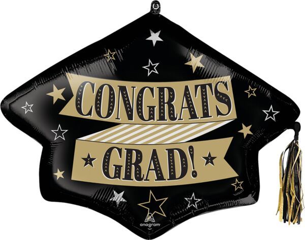 To the Grad Tassel - 31" Helium Filled Foil Balloon, Ribbon