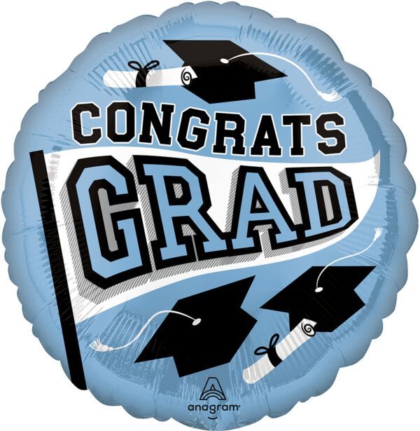 School Colors Be True to Your School - Light Blue  - 17" Helium Filled Foil Balloon, Ribbon