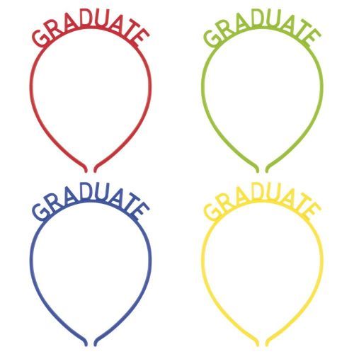 Graduate Plastic Headbands  4ct