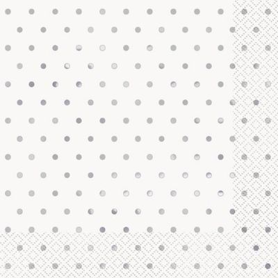 Elegant Silver Foil Dots - Luncheon Napkins  16ct