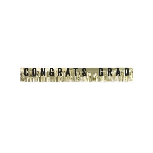 Congrats Grad Gold Foil Fringe Banner  6ft