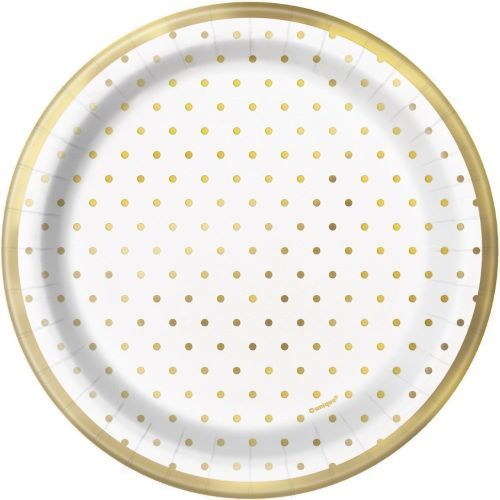 Elegant Gold Foil Dots - 7" Dessert Plates  8ct