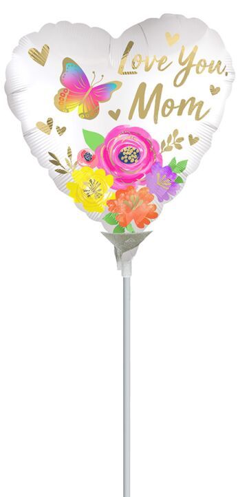 Love You Mom Satin Floral - 9" Air filled