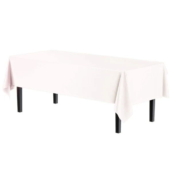 Rectangular White Plastic Table Cover - 54" X 108"