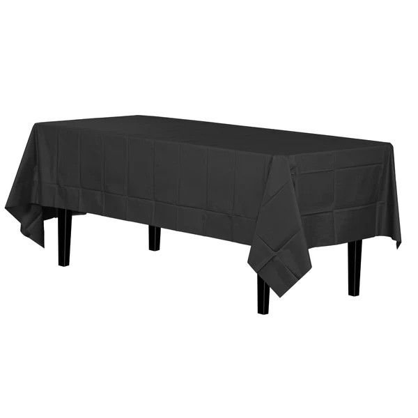 Rectangular Black Plastic Table Cover - 54" X 108"