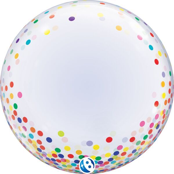 Colorful Confetti Dots  Deco Bubble - 24" Helium Filled Bubble Shaped Balloon, Ribbon