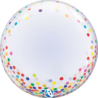 Colorful Confetti Dots  Deco Bubble - 24" Helium Filled Bubble Shaped Balloon, Ribbon