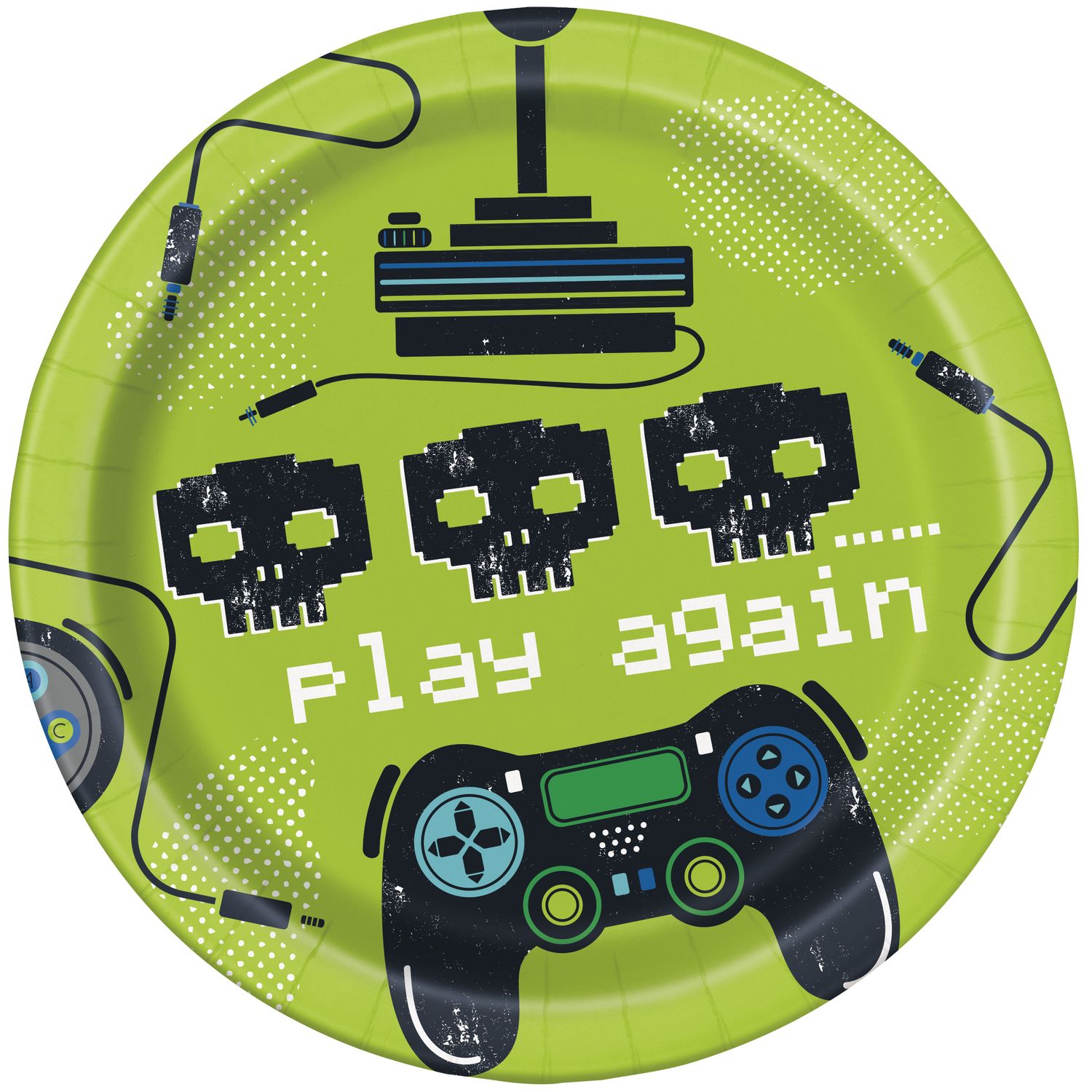 Gamer Birthday 7" Green Dessert Plates 8ct