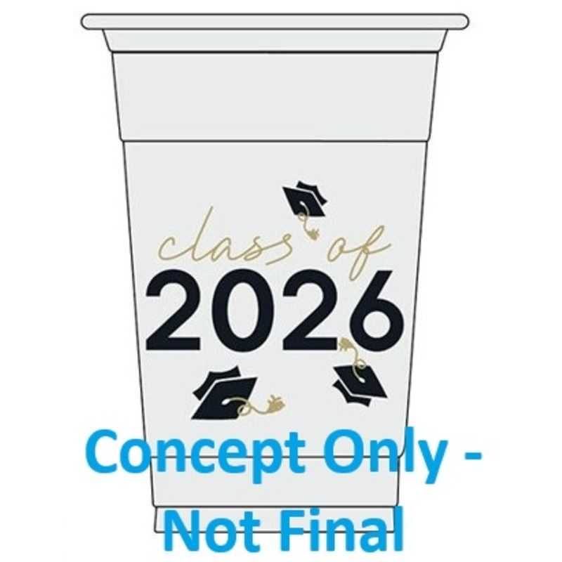 Party Grad Class of 2026 - Clear 16oz Plastic Cups  8ct