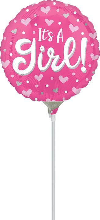 It's A Girl Hearts and Dots - 9" Air Filled Foil