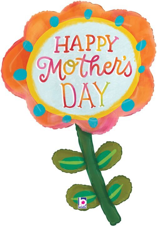 Mother's Day Spring Flower - 33" Helium Filled Foil Balloon, Ribbon