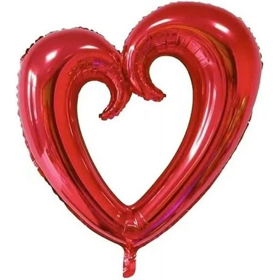 Heart Red Balloon - 36" Helium Filled Foil Balloon, Ribbon