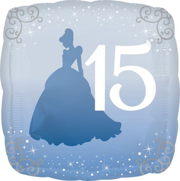 Mis Quince Cinderella - 17" Helium Filled Foil  Shaped Balloon, Ribbon