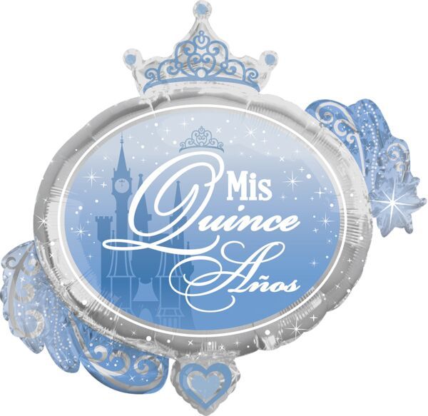 Mis Quince Cinderella - 34" Helium Filled Foil  Shaped Balloon, Ribbon