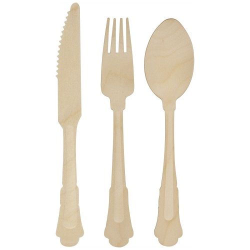 Shaped Wooden Cutlery  - 12pc