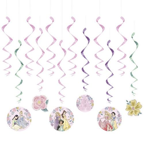 Disney Princess - Hanging Swirl Decorations  12ct