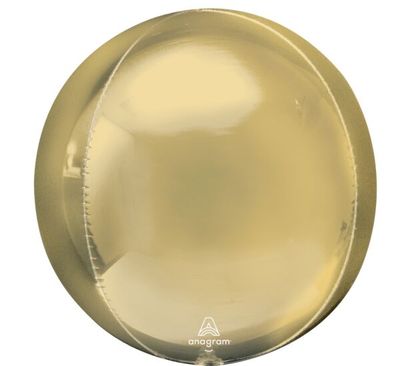 White Gold Orbz - 21" Helium Filled Foil Balloon, Ribbon