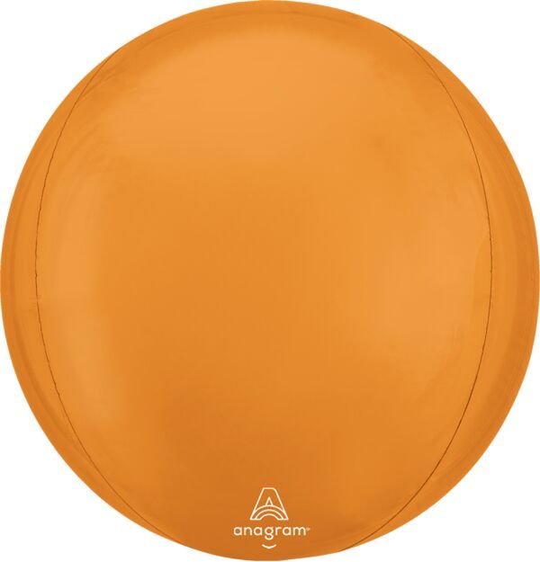 Vibrant Orange Orbz - 15" Helium Filled Foil Balloon, Ribbon