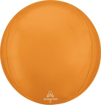 Vibrant Orange Orbz - 15" Helium Filled Foil Balloon, Ribbon