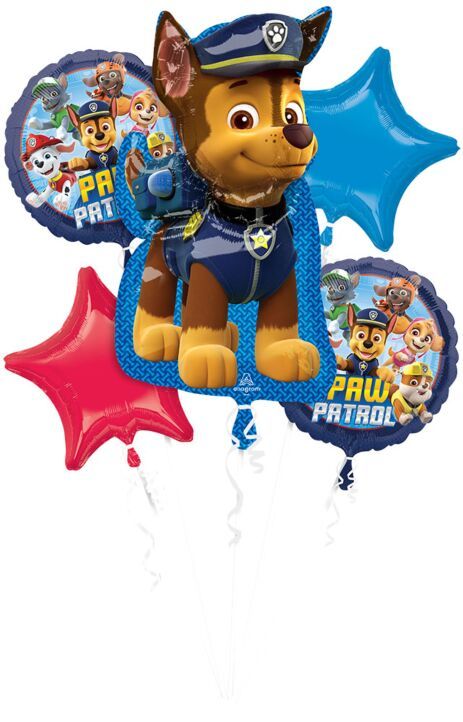 Bouquet Paw Patrol - Helium Filled Foil Shaped Balloon, Ribbon and Basic Weight