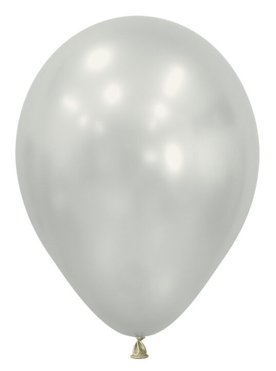 Silk Oyster White 11" Helium Filled Latex Balloon and Ribbon