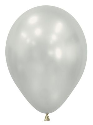Silk Oyster White 11" Helium Filled Latex Balloon and Ribbon