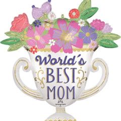 Satin World's Best Mom Trophy  Bouquet
