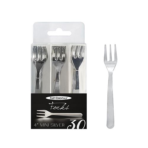 Mini Forks 4" Silver - 30ct