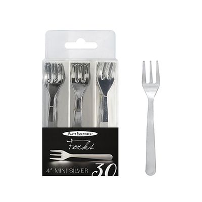 Mini Forks 4" Silver - 30ct