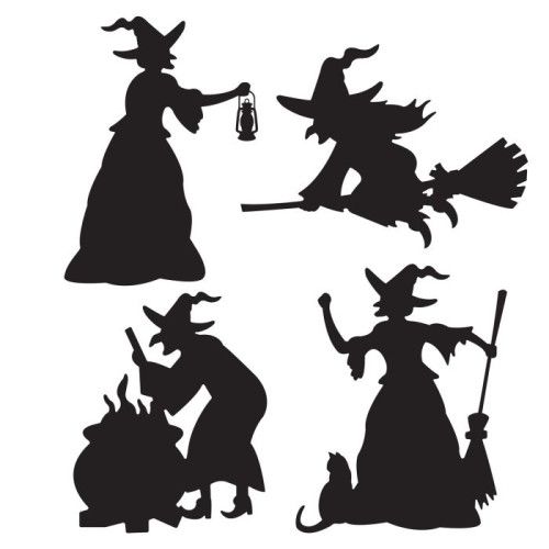 Witch Silhouettes 4 Ct