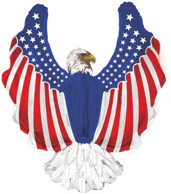 Patriotic Eagle - 36" Helium Filled Foil Shaped Balloon, Ribbon